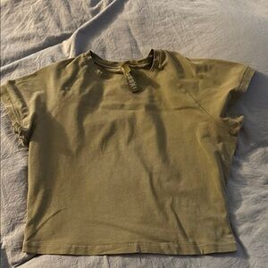SKIMS army green cotton jersey Crop Top